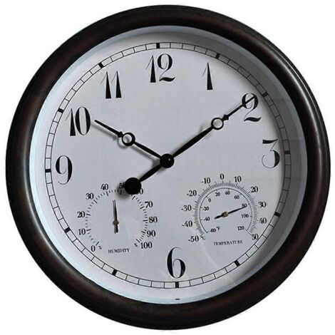 Horloge murale extérieure étanche avec affichage de la température et de l'humidité ---