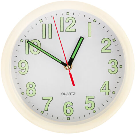 Horloge murale fluorescente TG48015-1, blanche, phosphorescente