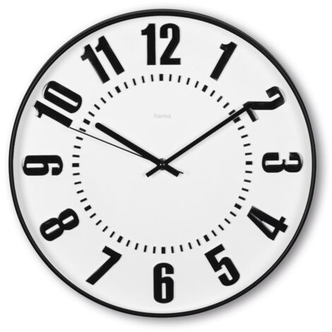 HORLOGE MURALE ''FORMENTERA'', Ø 35 CM, SANS TIC-TAC, NOIR/BLANC HAMA