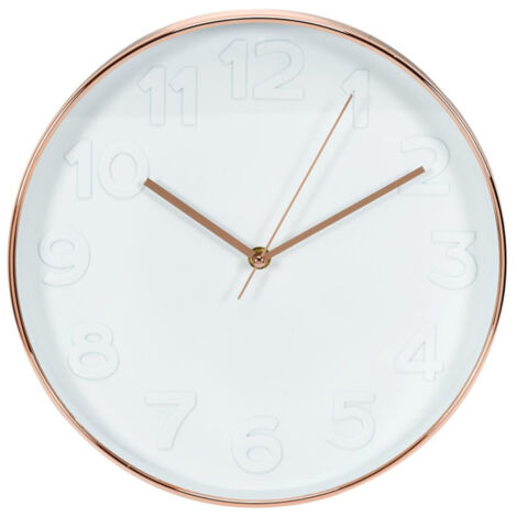 Horloge Murale "Gold" 30cm Blanc & Cuivre