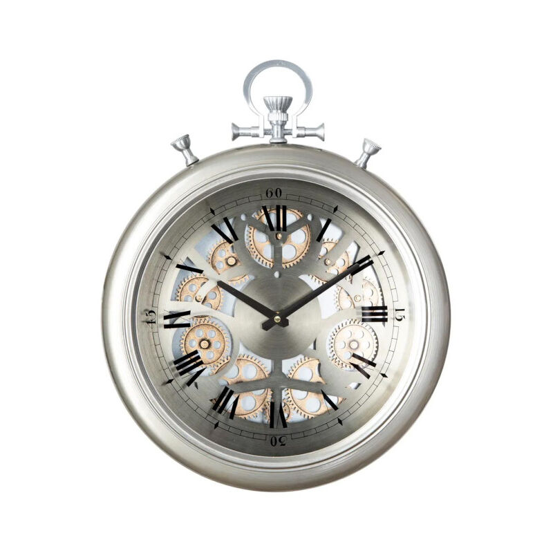 Horloge Murale Gousset 'Mécanisme' 50cm Argent