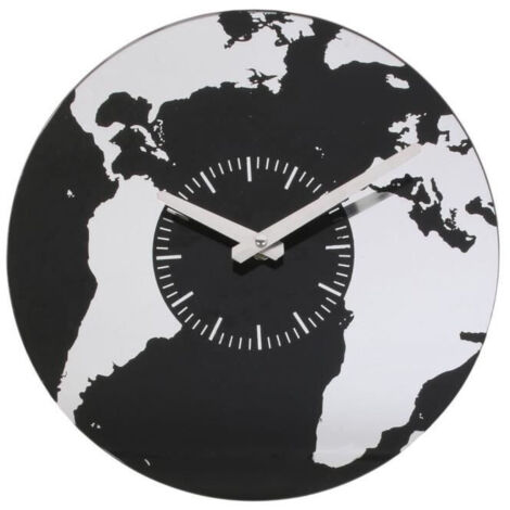Horloge murale - HOME DECO FACTORY - Mappemonde - Verre - 30x30 cm - Design essentiel