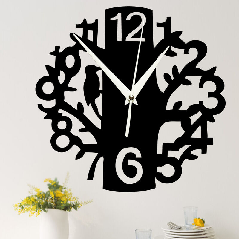Csparkv - Horloge Murale, Horloges Décoratives, Noir, Bois mdf, Style Contemporain, Analogique, Salon - Dimensions: 30 x 30 cm