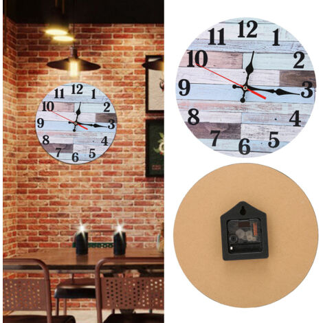 Horloge Murale Industrielle Design Retro Ronde Silent Quartz MDF 25cm Cuisine Salon Bureau Décoratif Silencieuse 314g Livrée Sans Batterie AA
