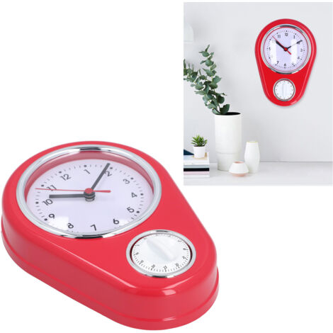 [Horloge Murale Kitchen Timer] Multifonctionnelle, 9 pouces, Design Innovant, Temps Précis, Opération Silencieuse, pour Cuisine, Rouge