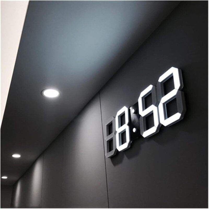 Gabrielle - Horloge Murale Led 3D, Réveil Numérique Moderne avec Affichage 24 ou 12 Heures