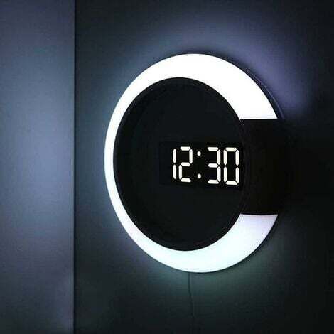 Horloge Murale LED, Horloge numérique créative de Style Moderne, Fonction d'alarme, Affichage de la température(Blanc)
