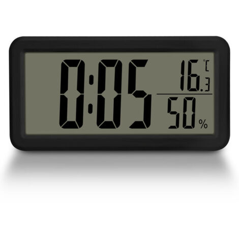 Horloge Murale Led, Réveil Numérique 15CM - Horloge Led avec Température et Humidité Intérieures, Support Mural et Support Pliable