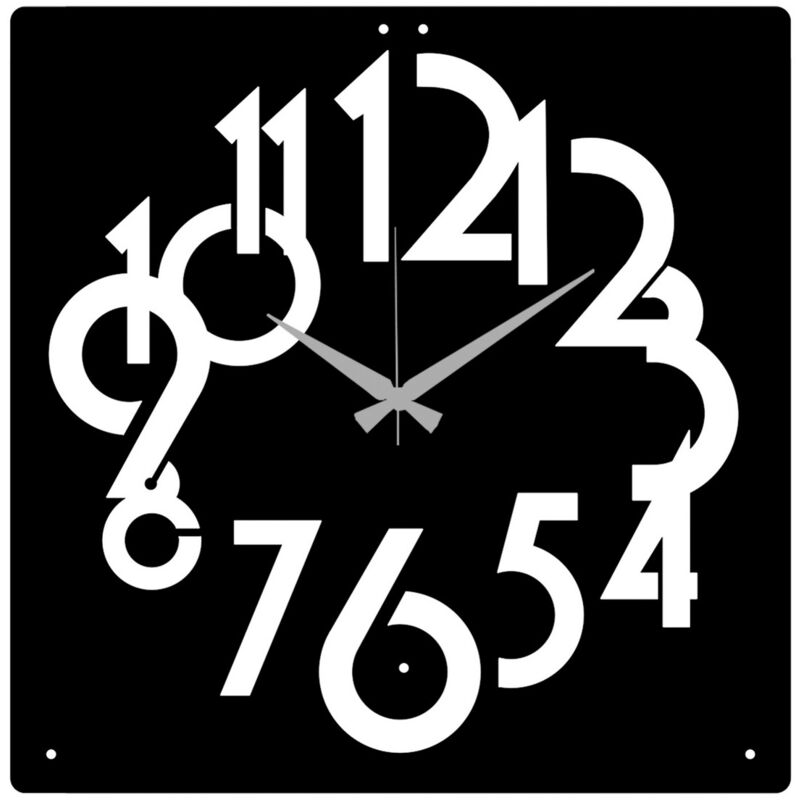 Epikasa - Horloge Murale les Numéros, Métal, Noir, 49x0,15x50 cm