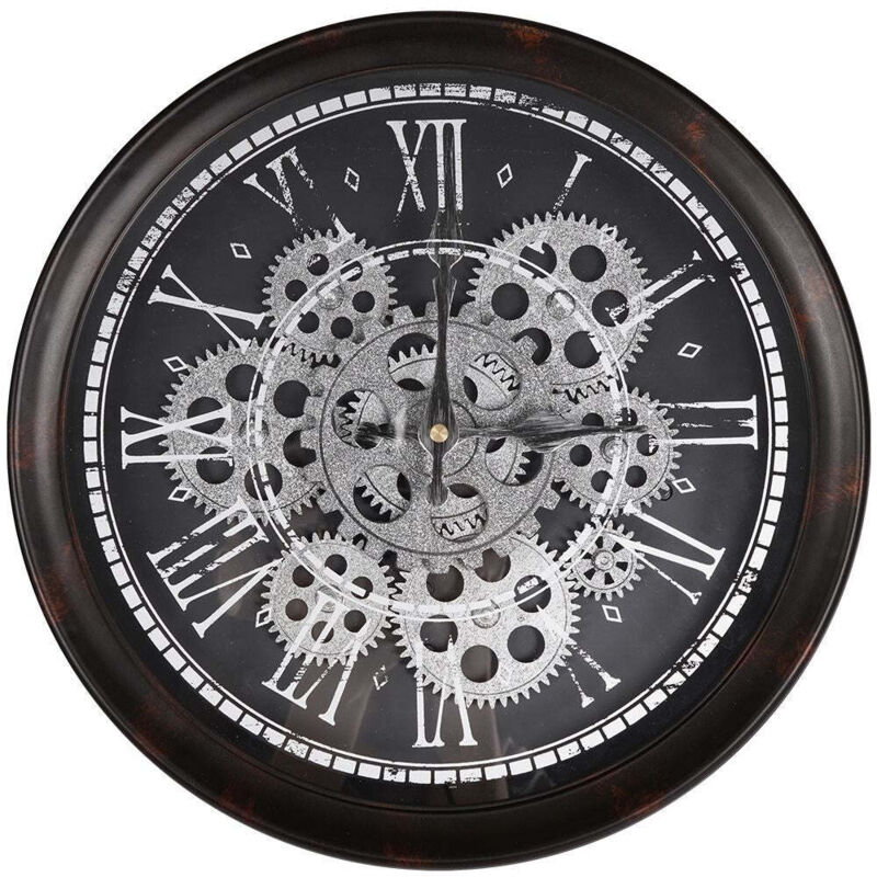 Home Styling - Horloge murale, loft, avec mécanisme visible