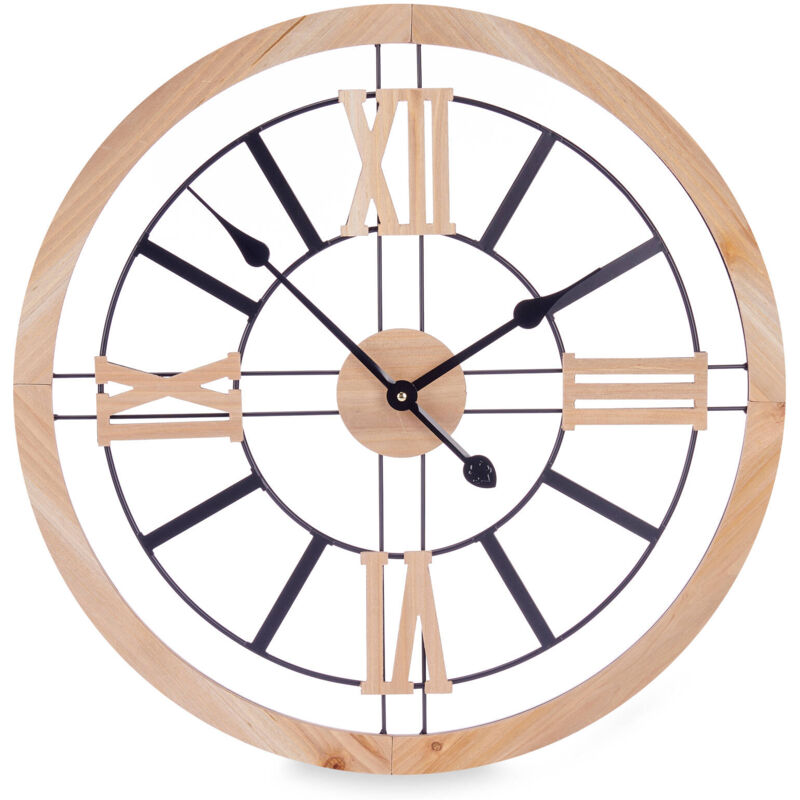 Horloge murale Loft, mdf + métal, 60 cm