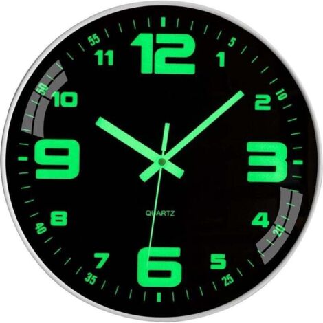 Horloge Murale Lumineuse sans Bruit de tic-tac silencieuse - 30 cm - Quartz Moderne - Grande Horloge Murale à Piles - Facile à Lire