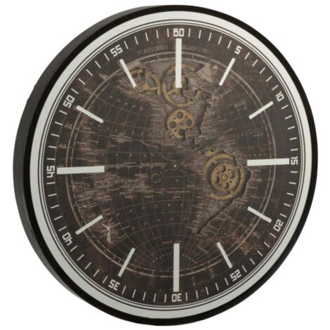 Horloge Murale "Mappemonde" 48cm Or & Noir