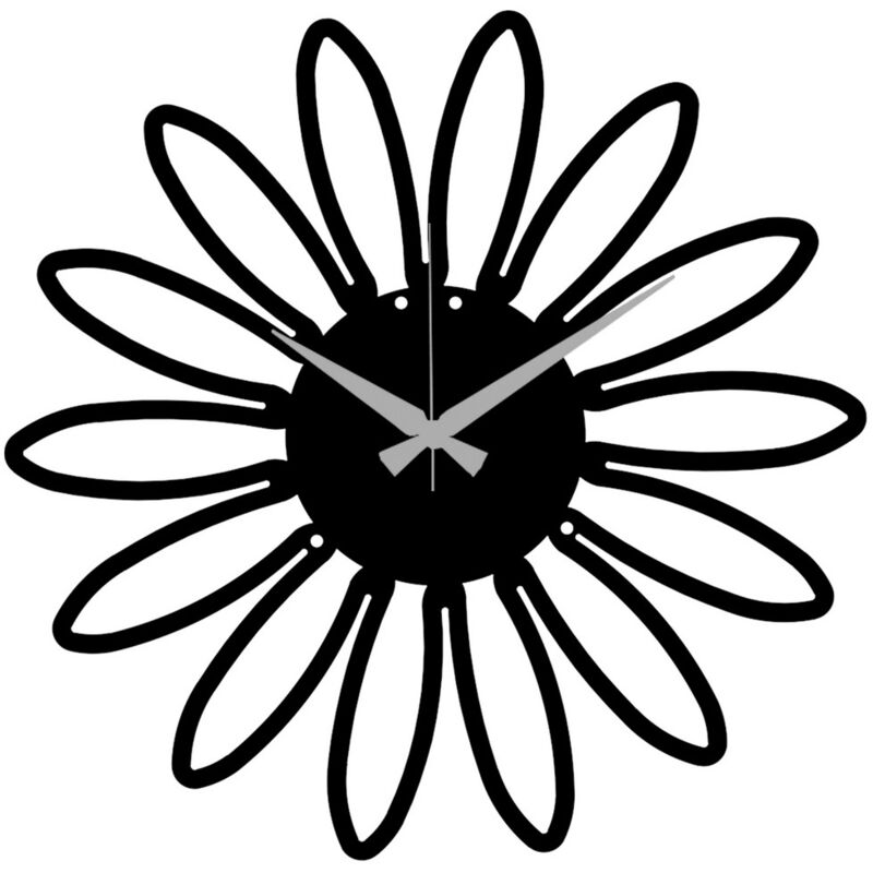 Epikasa - Horloge Murale Marguerite, Métal, Noir, 40x0,15x39 cm