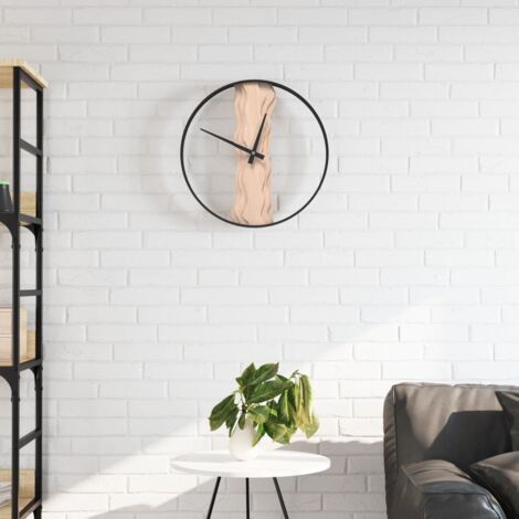 Horloge murale marron Ø35 cm fer et bois de chêne vidaXL
