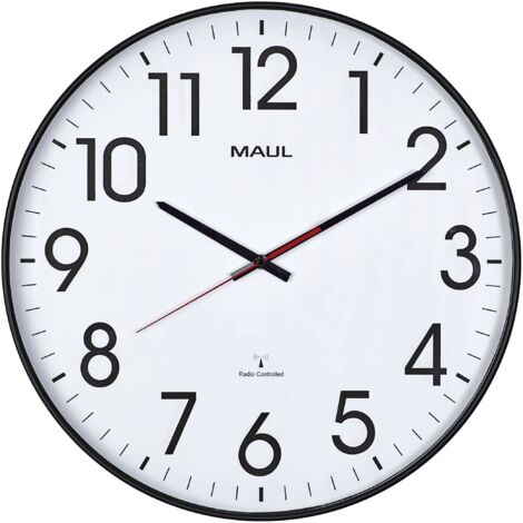 Horloge murale Maul 9054890 radiopiloté(e) 47.7 cm x 54 mm noir mécanisme d'horloge silencieux