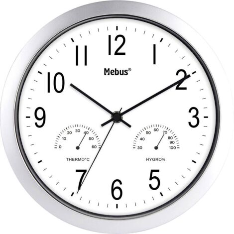 Horloge murale Mebus 06992 à quartz 25.5 cm argent X49470