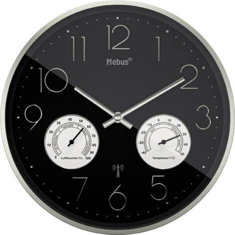 Horloge murale Mebus 12988 radiopiloté(e) 30 cm x 30 cm x 30 cm x 4.5 cm argent