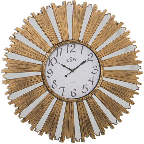 Horloge Murale Mélamine Doré/Miroir, Pile 1Xaa Non Incluse °58X4 Cm, Cadran:°22,5 Cm