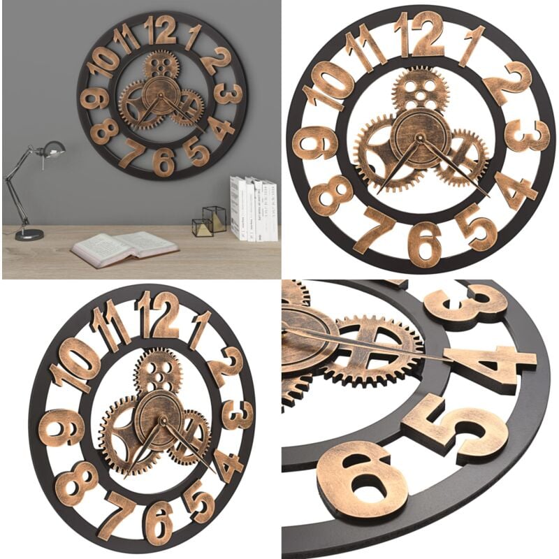 Horloge murale Métal 58 cm Doré et noir - horloge murale - horloges murales - Home & Living - Or