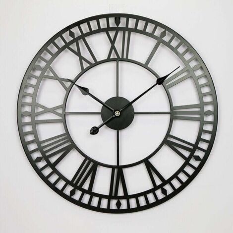 Horloge Murale Metal avec Chiffres Romains, Traditionnel Vintage Rétro Art Industriel Horloge, Horloge Murale Silencieuse, Murale Décoratives, Décoration de Salon, Bureau, Café (40cm, Mains or