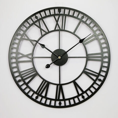 Horloge Murale Metal avec Chiffres Romains, Traditionnel Vintage Rétro Art Industriel Horloge, Horloge Murale Silencieuse, Murale Décoratives, Décoration de Salon, Bureau, Café (40cm, Mains or