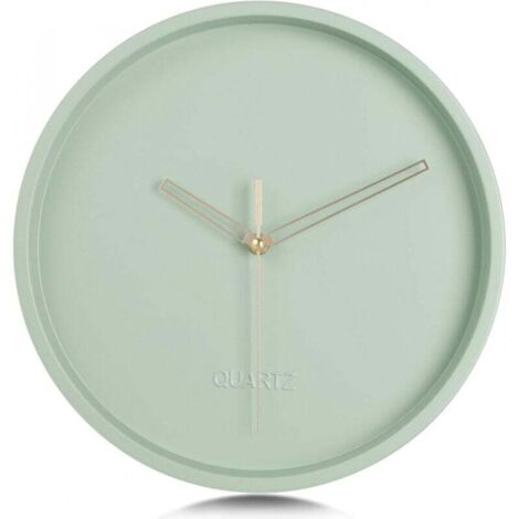 Horloge Murale Minimaliste Vert Matcha Métal Moderne Silencieuse sans Chiffres Nordique Salon Chambre 30 cm