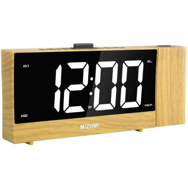 Horloge murale, minuterie murale, avec fonction de projection fm Horloge de bureau Affichage de la date, de la température et de la semaine pour