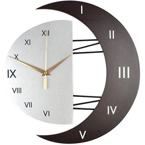 Horloge Murale Moderne Design Silencieuse Horloge Cuisine Cadre en Forme de Lune Créative Horloge de Décoration pour