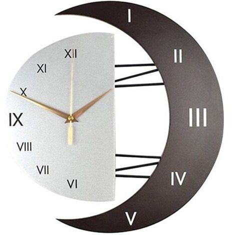 Horloge Murale Moderne Design Silencieuse Horloge Cuisine Cadre en Forme de Lune Créative Horloge de Décoration pour la Maison (3332)