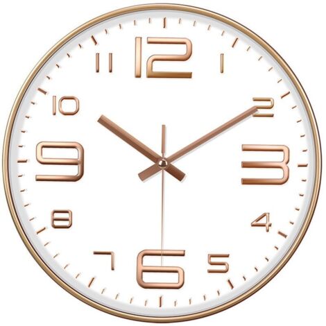 Horloge Murale Moderne Élégante 12 Pouces (30cm) - Silencieuse à Quartz sur Piles - Design Décoratif Ronde pour Maison/Bureau/Cuisine/Chambre/Salon - Lecture Facile