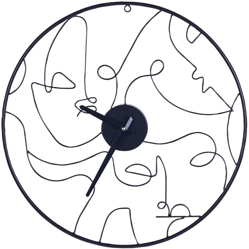 Beliani - Horloge Murale Moderne Ronde 50 cm en Métal Noir à Piles aa Surface Ajourée Menton