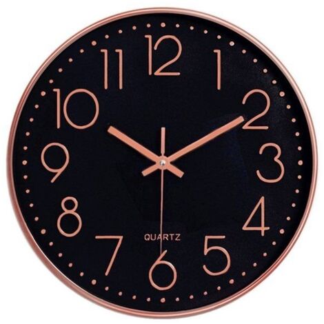 Horloge murale moderne sans tic-tac silencieuse avec grands chiffres argentés pour cuisine, salon, salle de bain,chambre à coucher