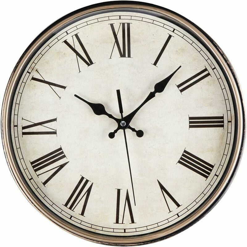 Horloge Murale Moderne Silencieuse à Quartz 30cm Fonctionnant sur Batterie avec Chiffres Romains, Pendules Murale Vintage,pour la Chambre, la Maison,