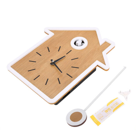 Horloge Murale Moderne Style Nordique Simple à Coucou Balancier (Blanc)