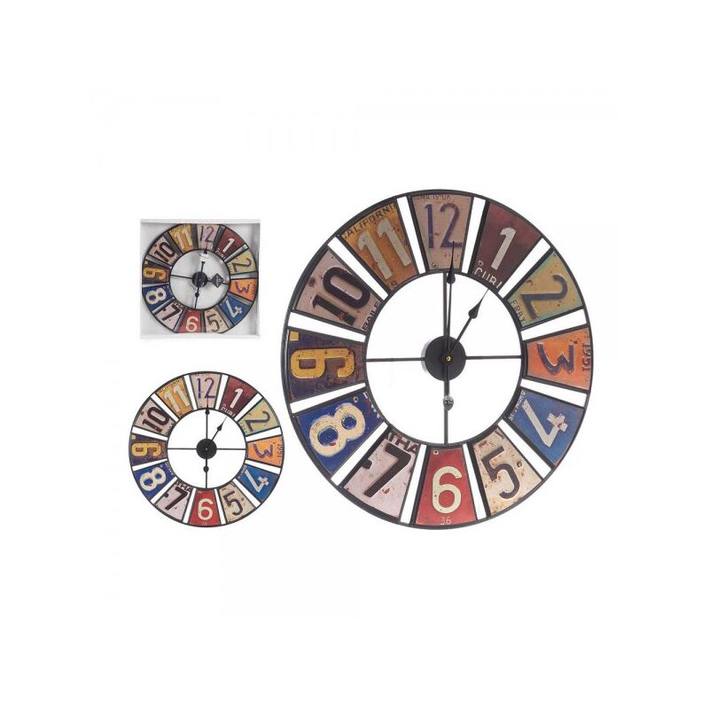 Gift Decor - Horloge Murale Multicouleur Rétro Métal (60 x 4,5 x 60 cm)