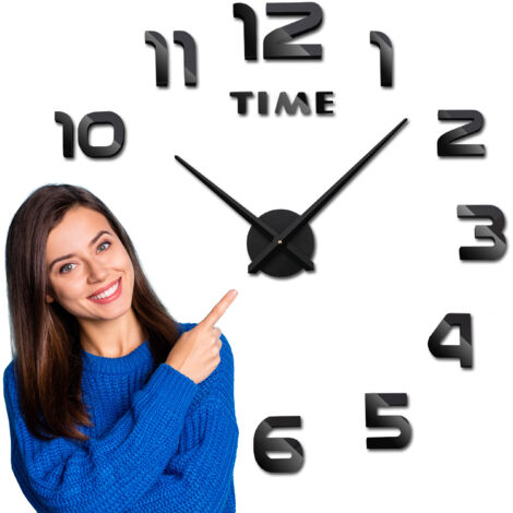 Horloge murale NEPRI à monter soi-même, 65-130 cm, noire 3D