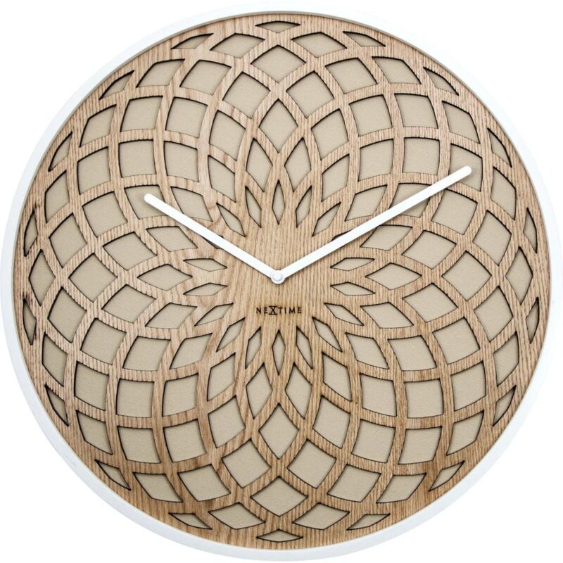 Nextime - 3149BE horloge de table ou murale de quartz Circle Beige, White