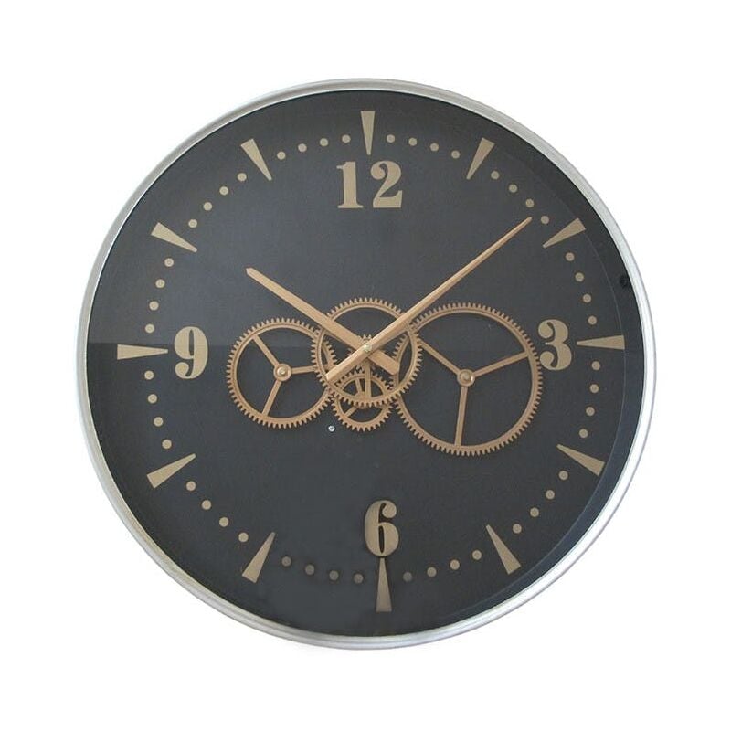 Horloge murale noire et or moderne