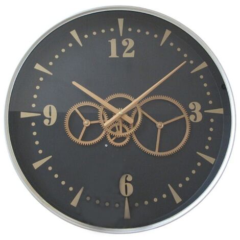 Horloge murale noire et or moderne