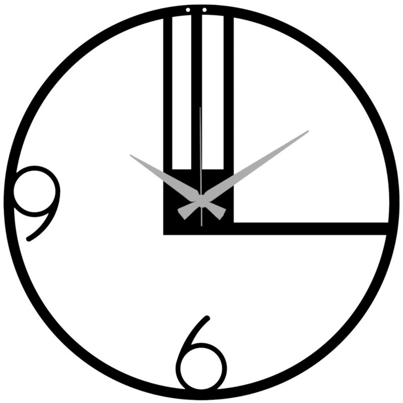 Epikasa - Horloge Murale Nombres 14, Métal, Noir, 60x0,15x60 cm