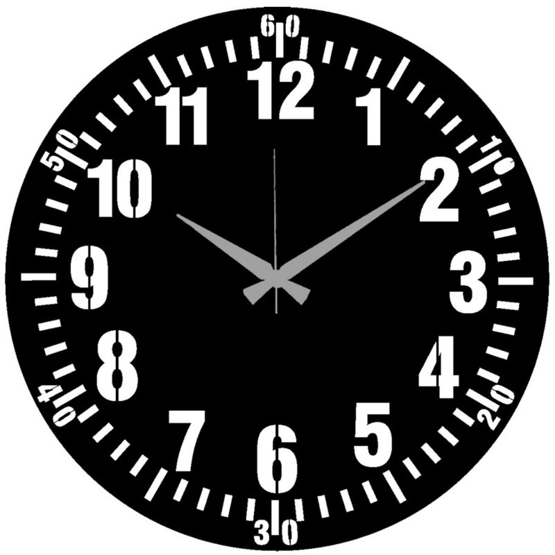 Epikasa - Horloge Murale Nombres 36, Métal, Noir, 40x0,15x40 cm cm