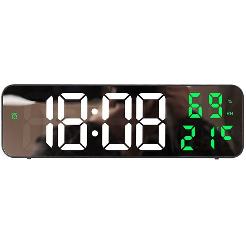 Horloge Murale NuméRique Affichage de la TempéRature et de L'Humidité Mode Nuit RéVeil de Table 12/24H Horloge éLectronique led