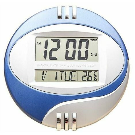 Horloge murale numérique au design moderne, horloge murale radiocommandée avec thermomètre et réveil, grand écran LCD pour salon, cuisine, bureau, décoration, salon, chambre, horloge murale, horloge m