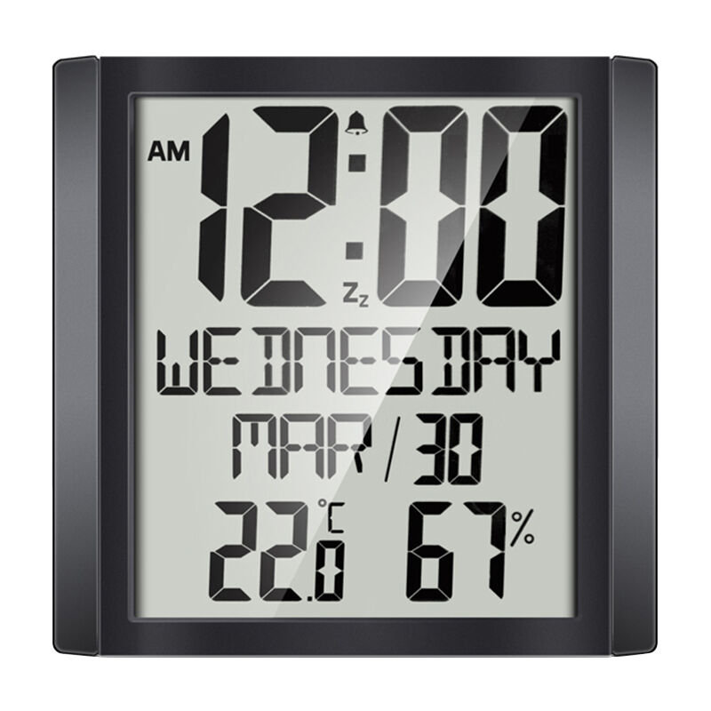 Decdeal - Horloge murale numérique avec température et humidité, grand écran de 8,6 pouces, heure/date/semaine, réveil et répétition ℃/℉,