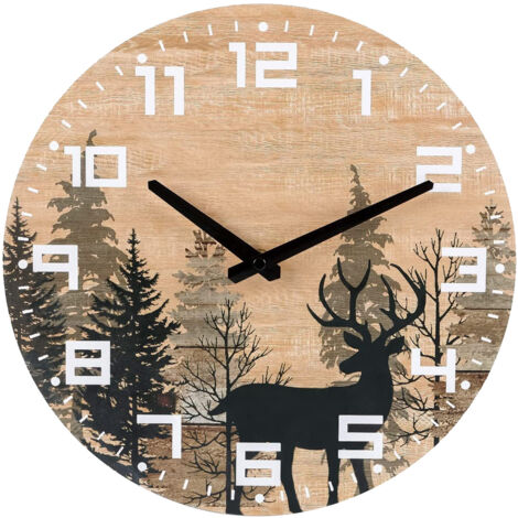 Horloge murale numérique créative avec motif de cerf brun des forêts