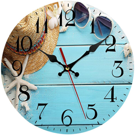 Horloge murale numérique créative avec motif de chapeau en coquillage