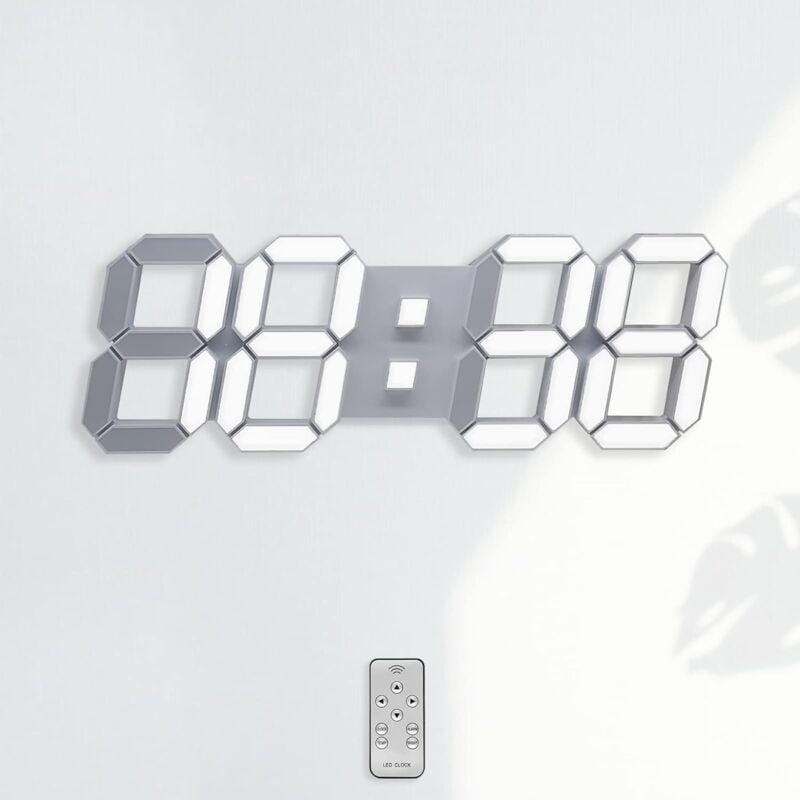 Horloge Murale numérique de 38,1 cm avec LED 3D - Réveil Lumineux pour Chambre à Coucher, Salon - Grande Horloge Moderne et esthétique avec