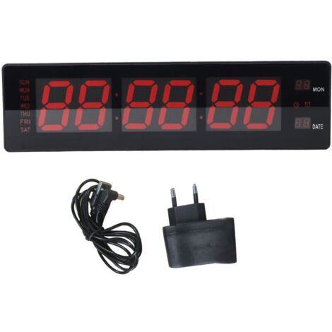 Horloge murale numérique LED, carillon horaire, mémoire silencieuse en cas de panne de courant, 8 alarmes, affichage de la température, grands chiffres rouges, prise ue, 100-240V