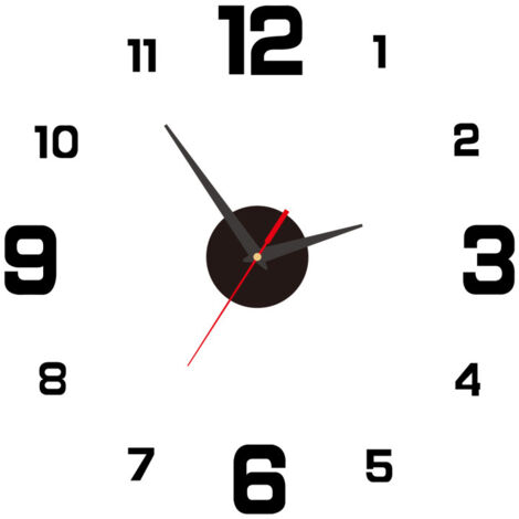 Horloge murale numérique lumineuse et créative, personnalisable, à faire soi-même. Décoration murale autocollante sans perçage. Horloge murale en acrylique noir de 40 cm.